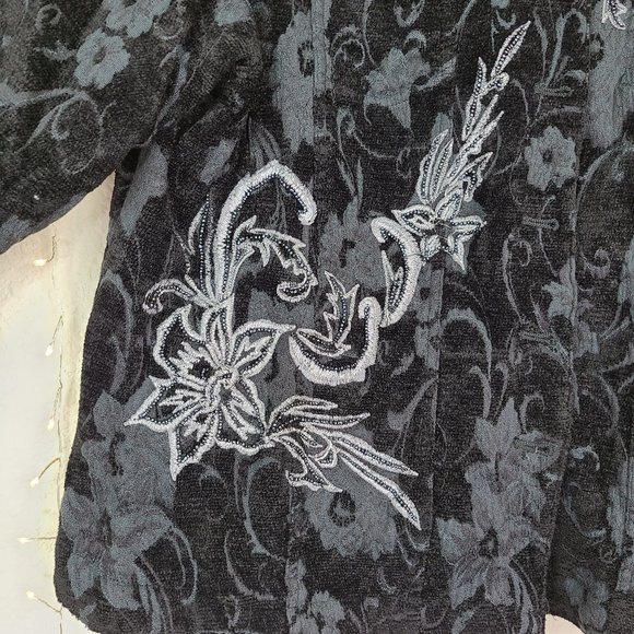 Soft by Avenue Black Brocade Jacket Embroidery Beaded Plus Size 22/24 - Picture 5 of 9